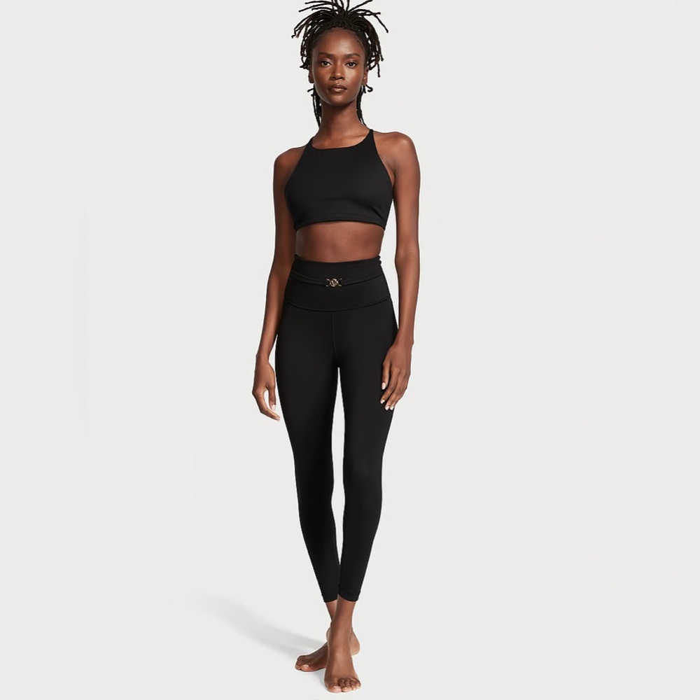 NWT Victoria’s Secret Black Bling RARE Set High Rise Legging & Sports Bra XS